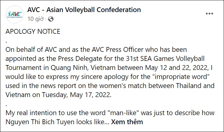 Lời xin lỗi của AVC