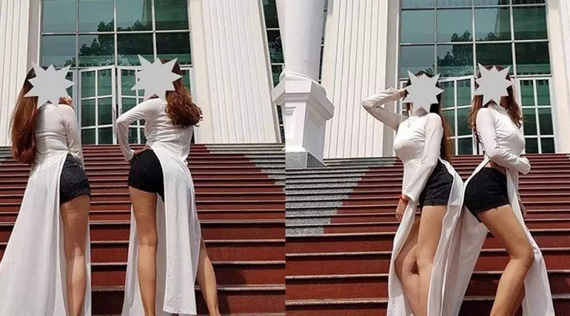 2 nữ sinh của một trường ĐH ở Sài Gòn từng bị 'ném đá' bị mặc áo dài với quần đùi 2 nữ sinh của một trường ĐH ở Sài Gòn từng bị 'ném đá' bị mặc áo dài với quần đùi