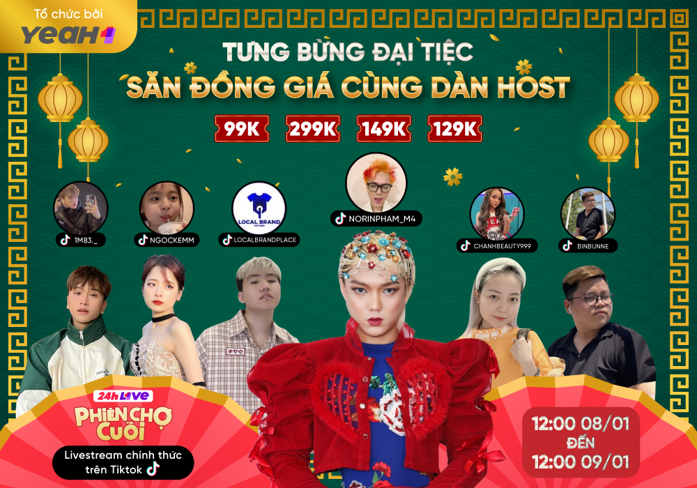 Dàn hot KOCs xuất hiện cùng 'Chúa tể vạn đơn' Phạm Thoại trong 24h Live Phiên Chợ Cuối 1 Dàn hot KOCs xuất hiện cùng 'Chúa tể vạn đơn' Phạm Thoại trong 24h Live Phiên Chợ Cuối 1