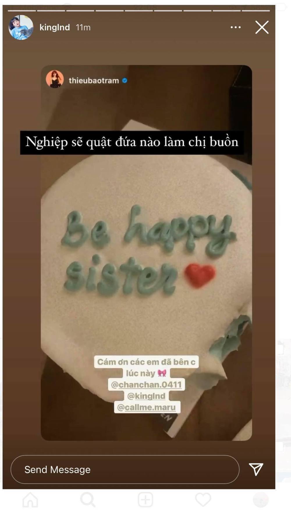 Sự việc càng trở nên lùm xùm hơn khi Linh Ngọc Đàm lại viết: 'Nghiệp sẽ quật đứa nào làm chị buồn'. Ảnh: chụp màn hình