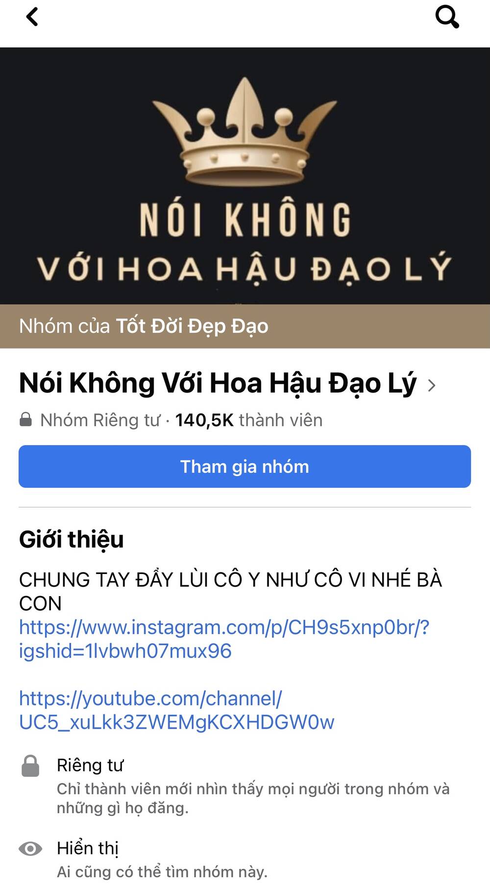 Group anti Hương Giang. Ảnh: chụp màn hình Group anti Hương Giang. Ảnh: chụp màn hình