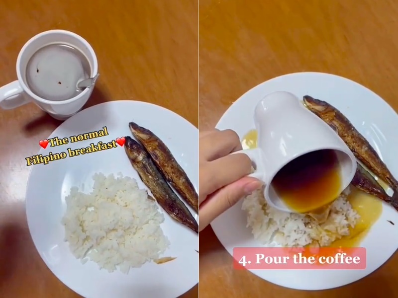 Cô gái còn chia sẻ thêm món cơm chan cà phê và khô chiên. Ảnh: chụp màn hình Cô gái còn chia sẻ thêm món cơm chan cà phê và khô chiên. Ảnh: chụp màn hình
