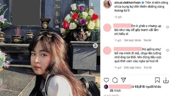 Tin giải trí hot 13/4: Kênh youtube Thơ Nguyễn tuyên bố trở lại, Khánh Vân 'gây tranh cãi' vì chụp ảnh tạo dáng ở bia mộ - Ảnh 4 Tin giải trí hot 13/4: Kênh youtube Thơ Nguyễn tuyên bố trở lại, Khánh Vân 'gây tranh cãi' vì chụp ảnh tạo dáng ở bia mộ - Ảnh 4