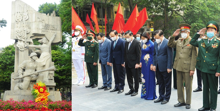 Các đồng chí lãnh đạo thành phố Hà Nội và đại diện Ban Liên lạc truyền thống Cựu chiến binh Trung đoàn Thủ đô dâng hoa tại Tượng đài “Quyết tử để Tổ quốc quyết sinh”. Các đồng chí lãnh đạo thành phố Hà Nội và đại diện Ban Liên lạc truyền thống Cựu chiến binh Trung đoàn Thủ đô dâng hoa tại Tượng đài “Quyết tử để Tổ quốc quyết sinh”.