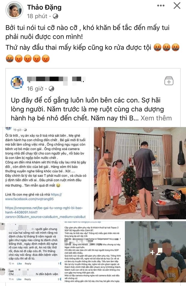 Hoa hậu Đặng Thu Thảo reup lại hình ảnh của gia đình bé gái 8 tuổi bị 