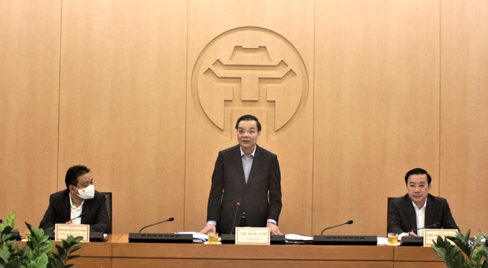 Chủ tịch UBND TP Chu Ngọc Anh phát biểu tại cuộc họp