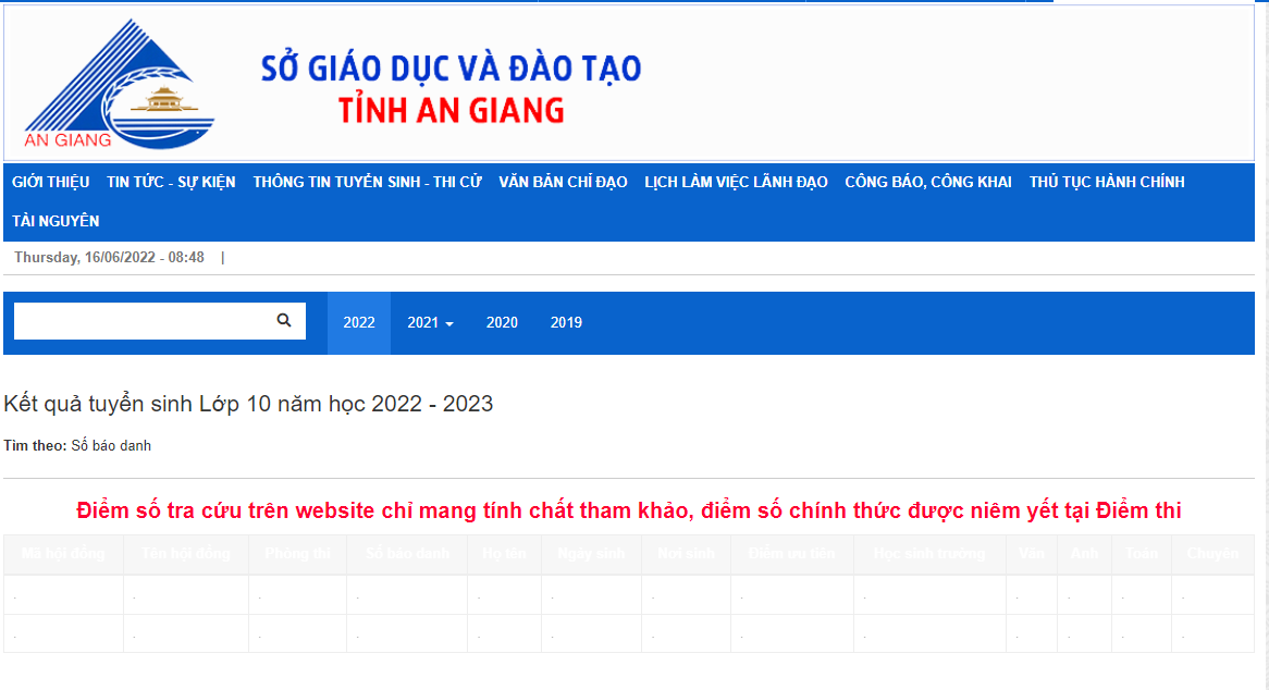 Cách tra cứu điểm thi tuyển sinh vào lớp 10 tỉnh An Giang năm học 2022 chính xác nhất