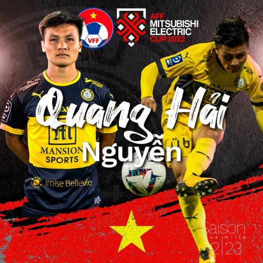 Quang Hải sẽ khoác áo ĐT Việt Nam tại AFF Cup 2022. Ảnh: Internet Quang Hải sẽ khoác áo ĐT Việt Nam tại AFF Cup 2022. Ảnh: Internet