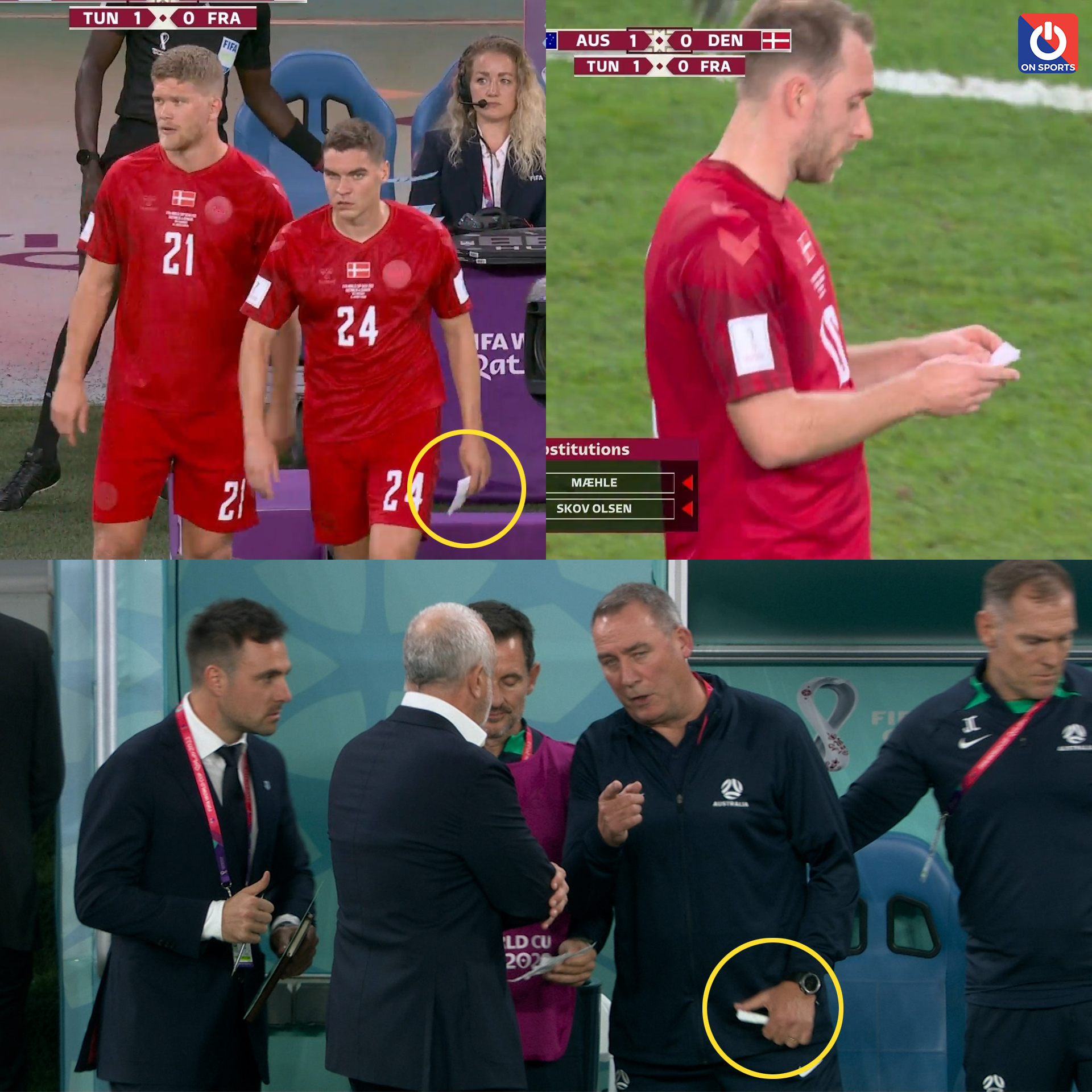 Lộ bằng chứng ĐT Australia 'đọc trộm' chiến thuật của Đan Mạch. Ảnh: Internet