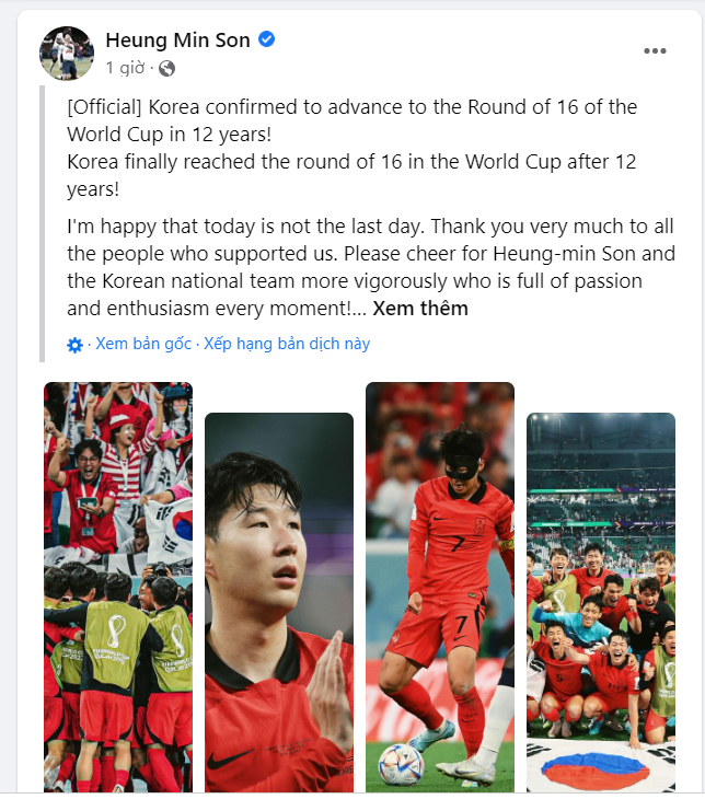 Phản ứng của dàn ca sĩ, diễn viên khi Hàn Quốc vượt qua vòng bảng World Cup 2022 - Ảnh 6 Phản ứng của dàn ca sĩ, diễn viên khi Hàn Quốc vượt qua vòng bảng World Cup 2022 - Ảnh 6