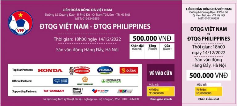 Mẫu vé trận giao hữu Việt Nam vs Philippines. Ảnh: VFF Mẫu vé trận giao hữu Việt Nam vs Philippines. Ảnh: VFF