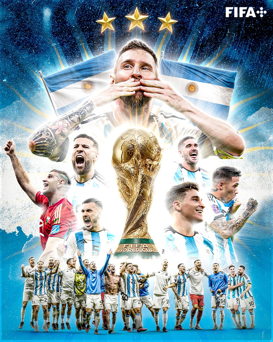 Vô địch World Cup, tuyển Argentina vẫn ngậm ngùi đứng sau Brazil. Ảnh: FIFA