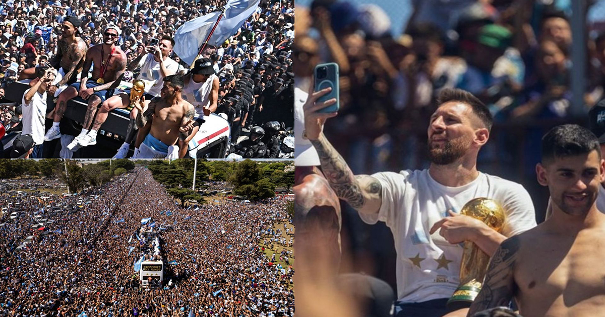 Tuyển Argentina phải bỏ dở diễu hành vì vấn đề an ninh. Ảnh: Internet