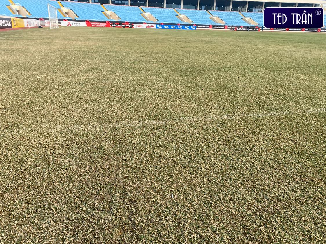 Mặt cỏ sân Mỹ Đình cập nhật ngày 24/12. Ảnh: Ted Trần TV