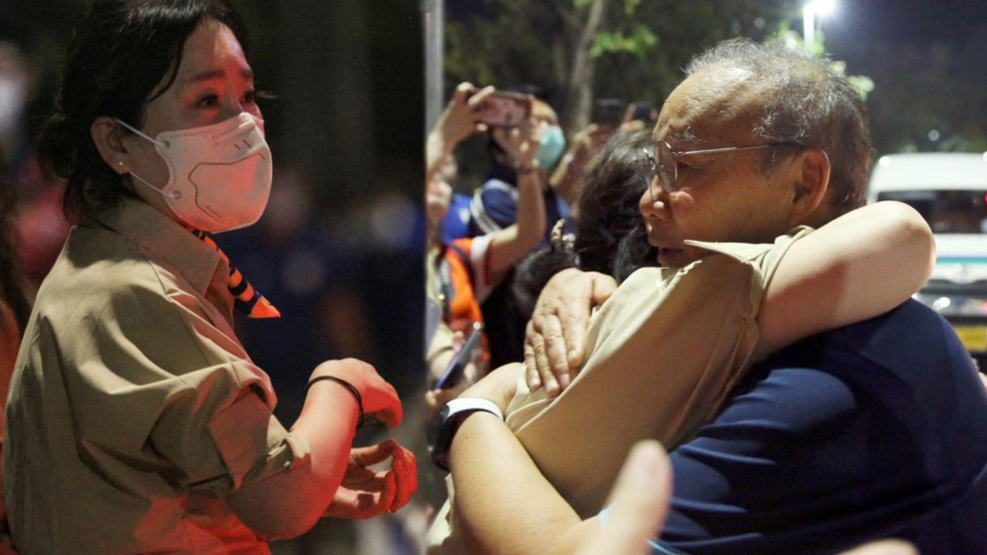 Bà Choi Song-a - vợ HLV Park Hang-seo lặng lẽ đứng đợi chồng. Ảnh: Internet