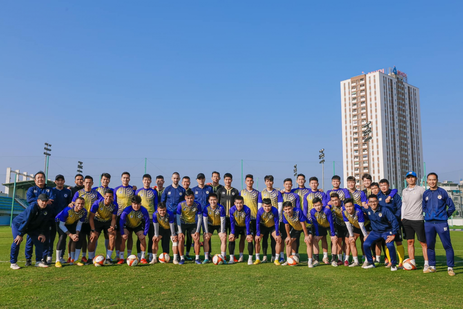 CLB Hà Nội FC khai xuân tập luyện vào mùng 4 Tết. Ảnh: CLB Hà Nội FC