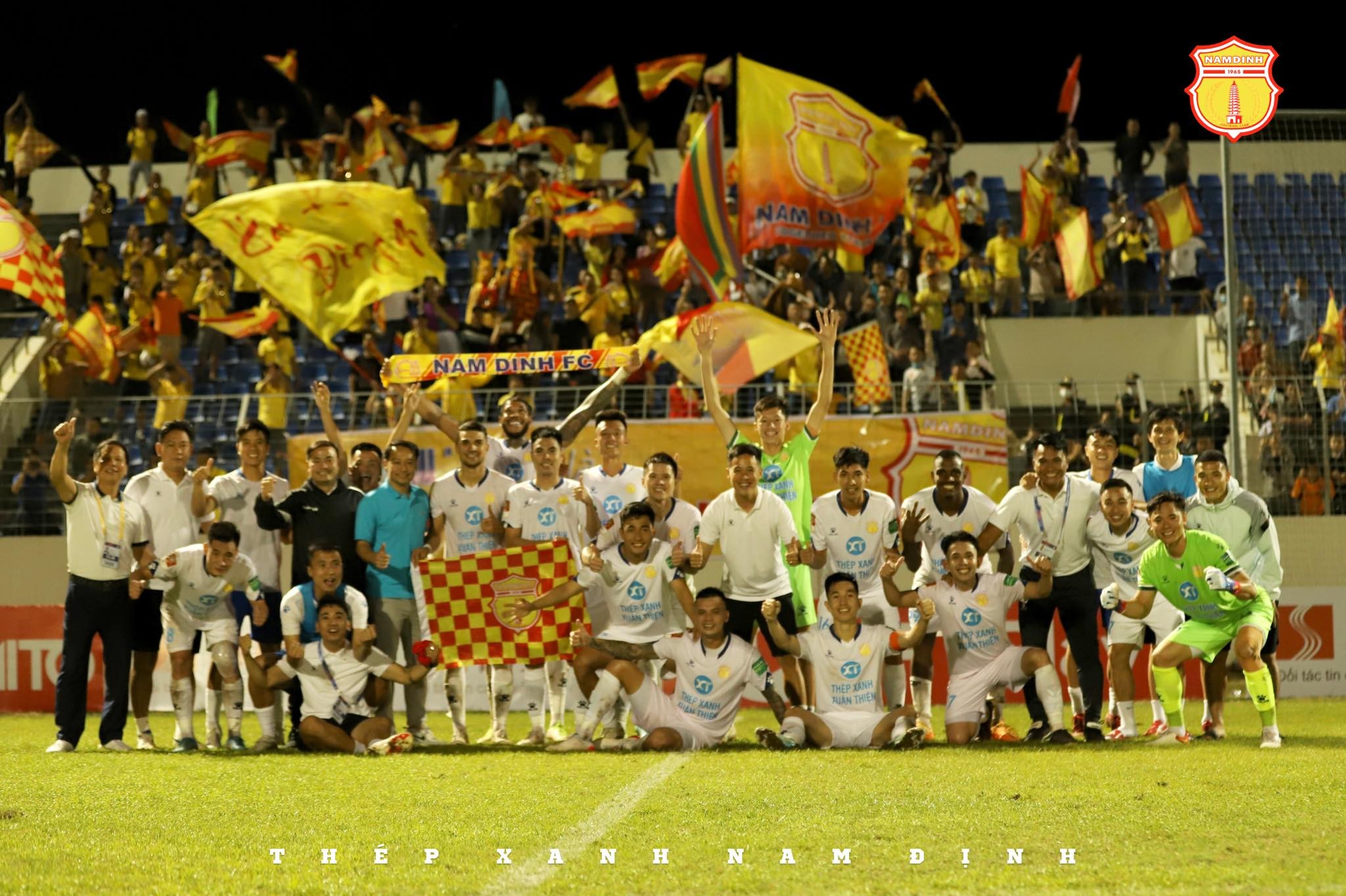 CLB Nam Định tạm thời vươn lên vị trí đầu BXH V-League 2023. Ảnh: CLB Nam Định