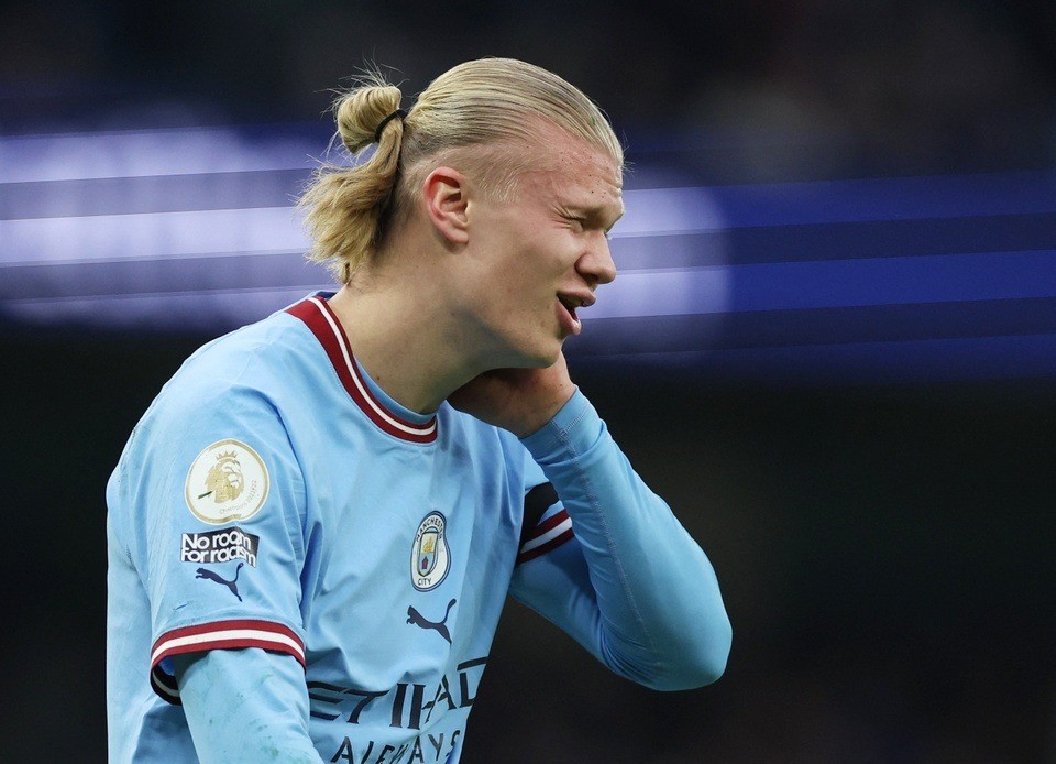 Haaland đứng trước nguy cơ vắng mặt ở trận gặp Arsenal. Ảnh: Reuters