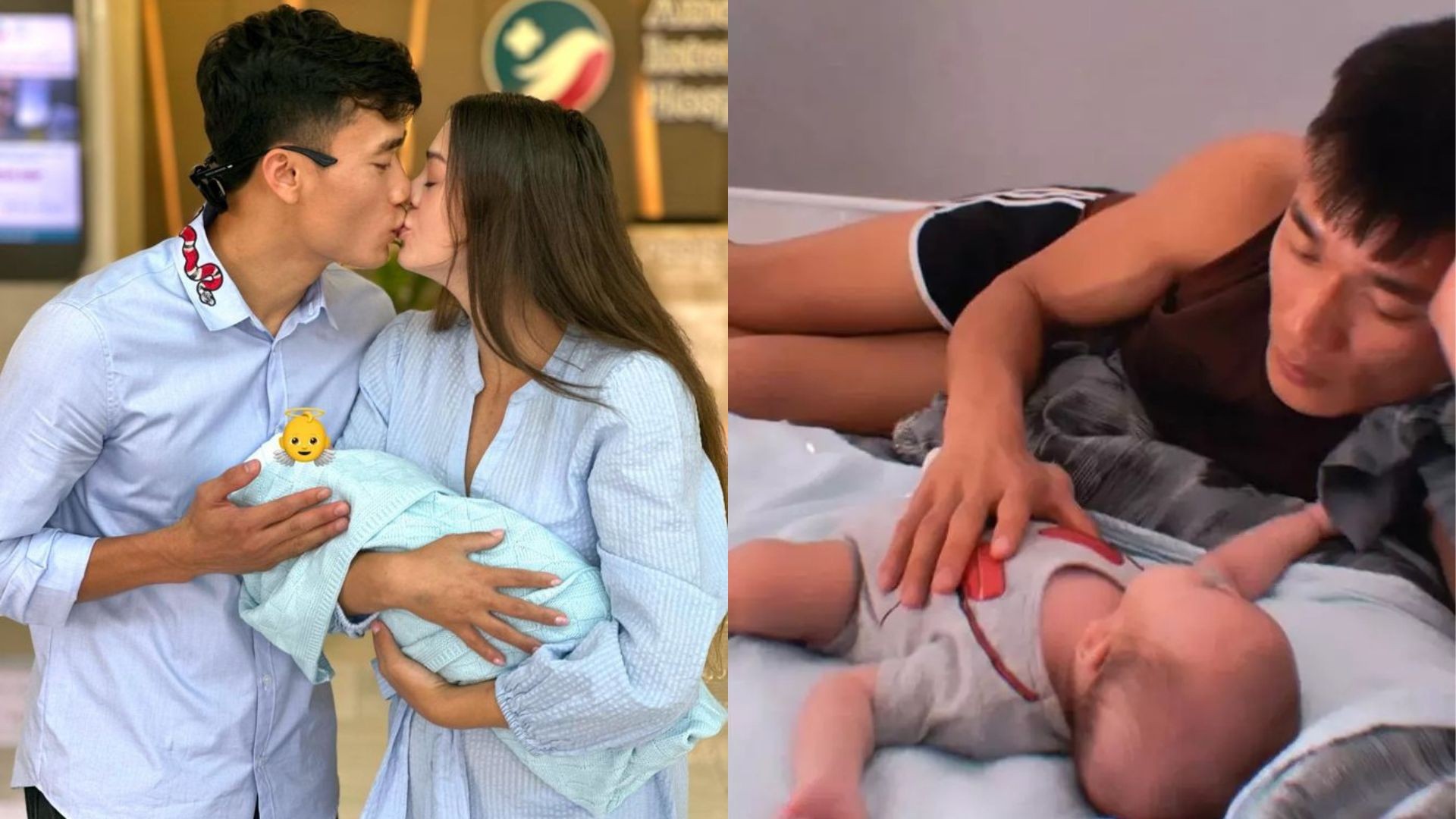 Thủ môn Bùi Tiến Dũng luôn dành tình cảm tuyệt vời cho vợ con.