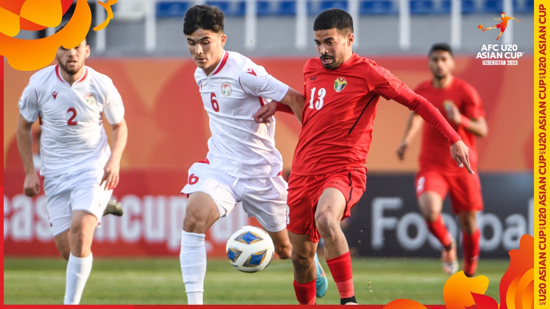 U20 Jordan (đỏ) có chiến thắng thuyết phục trước Tajikistan dù phải chơi thiếu người. Ảnh: Internet U20 Jordan (đỏ) có chiến thắng thuyết phục trước Tajikistan dù phải chơi thiếu người. Ảnh: Internet