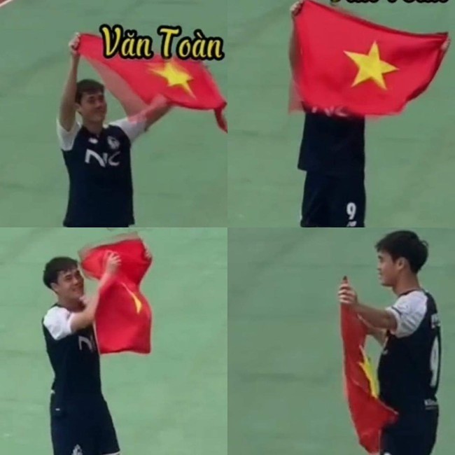 Văn Toàn cầm lá cờ Việt Nam ăn mừng chiến thắng của đội nhà Văn Toàn cầm lá cờ Việt Nam ăn mừng chiến thắng của đội nhà