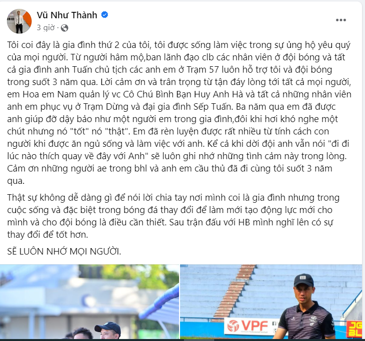 HLV Vũ Như Thành viết 'tâm thư' xin từ chức