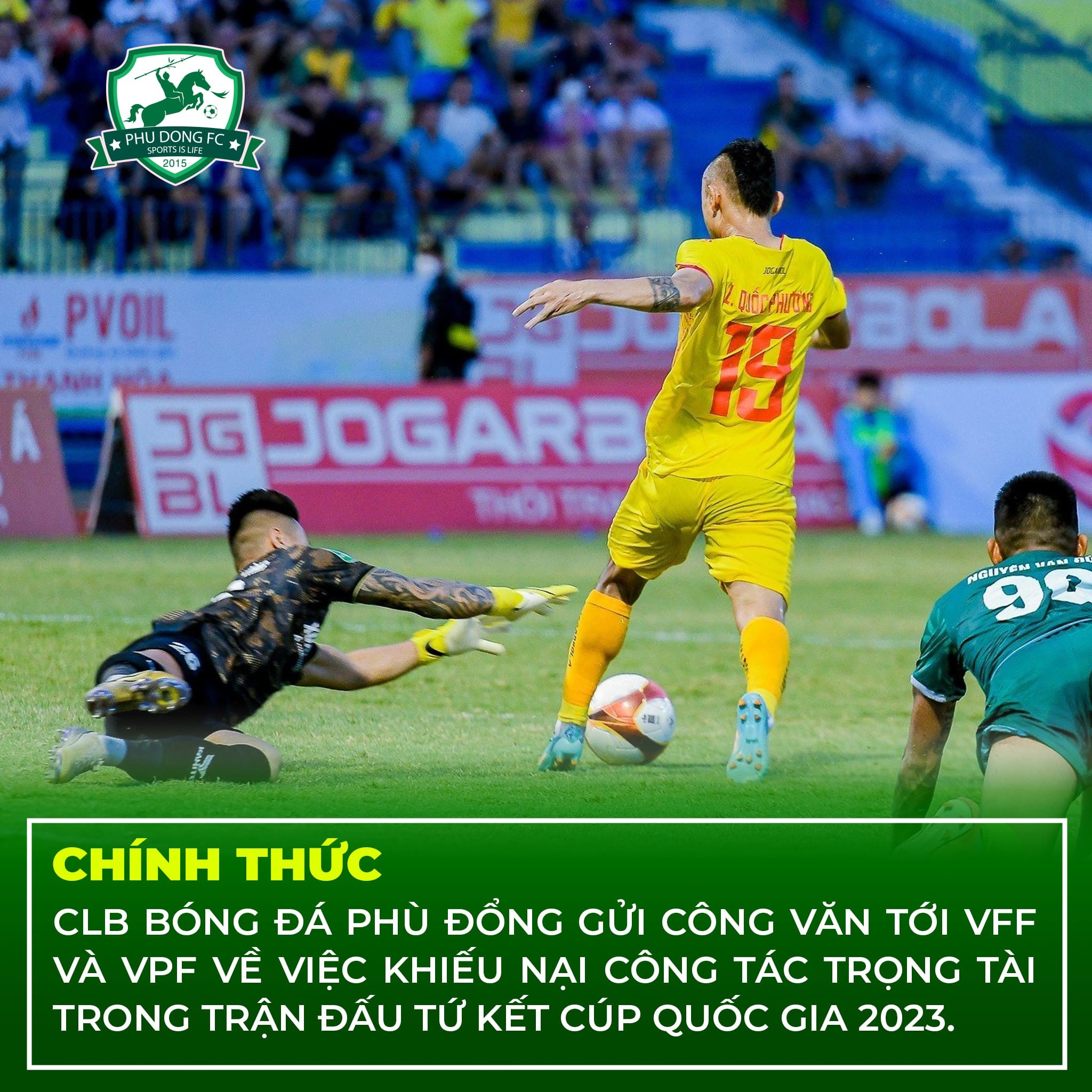 CLB Phù Đổng gửi công văn khiếu nại trọng tài