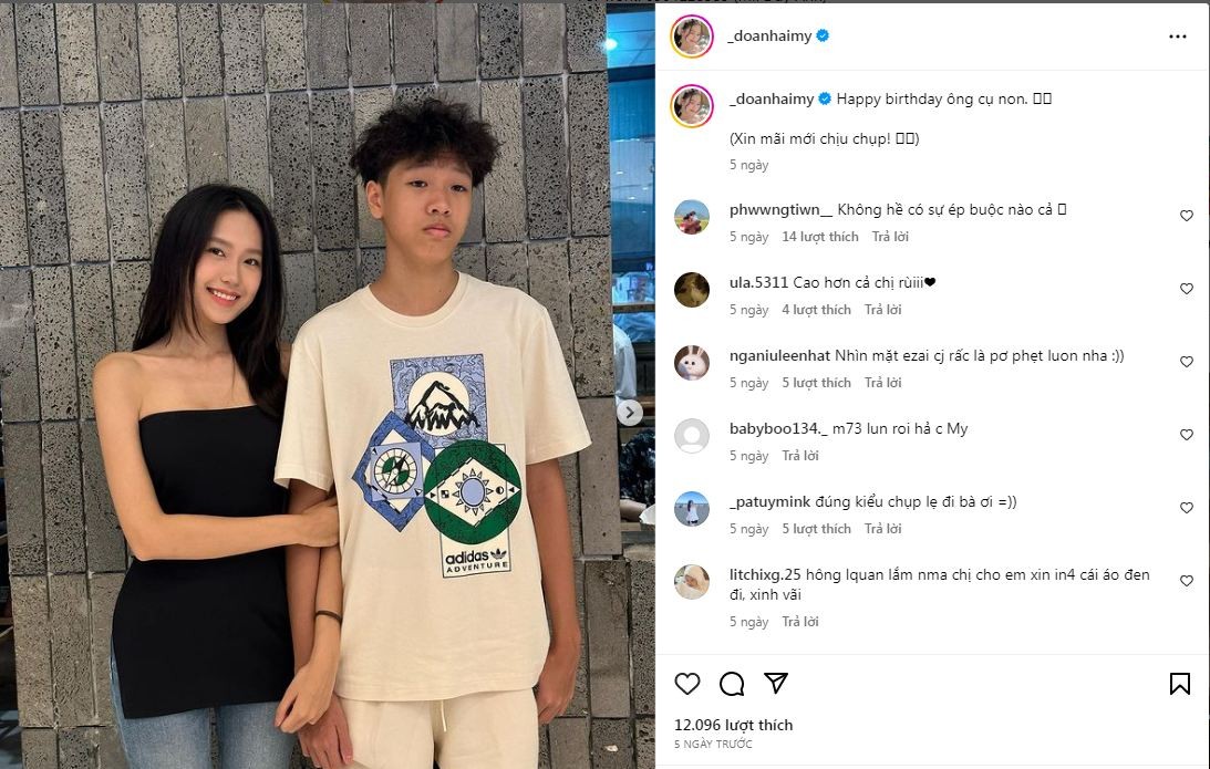 Em trai Doãn Hải My có chiều cao vượt trội so với chị gái