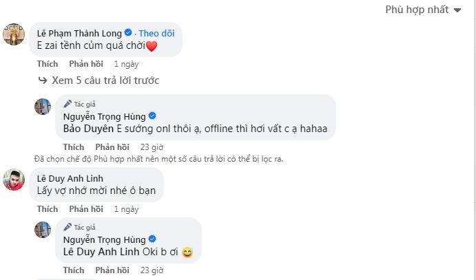 Bình luận của bạn bè, người thân dành cho cặp đôi Bình luận của bạn bè, người thân dành cho cặp đôi