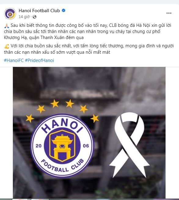 CLB Hà Nội gửi lời chia buồn đến gia đình các nạn nhân CLB Hà Nội gửi lời chia buồn đến gia đình các nạn nhân