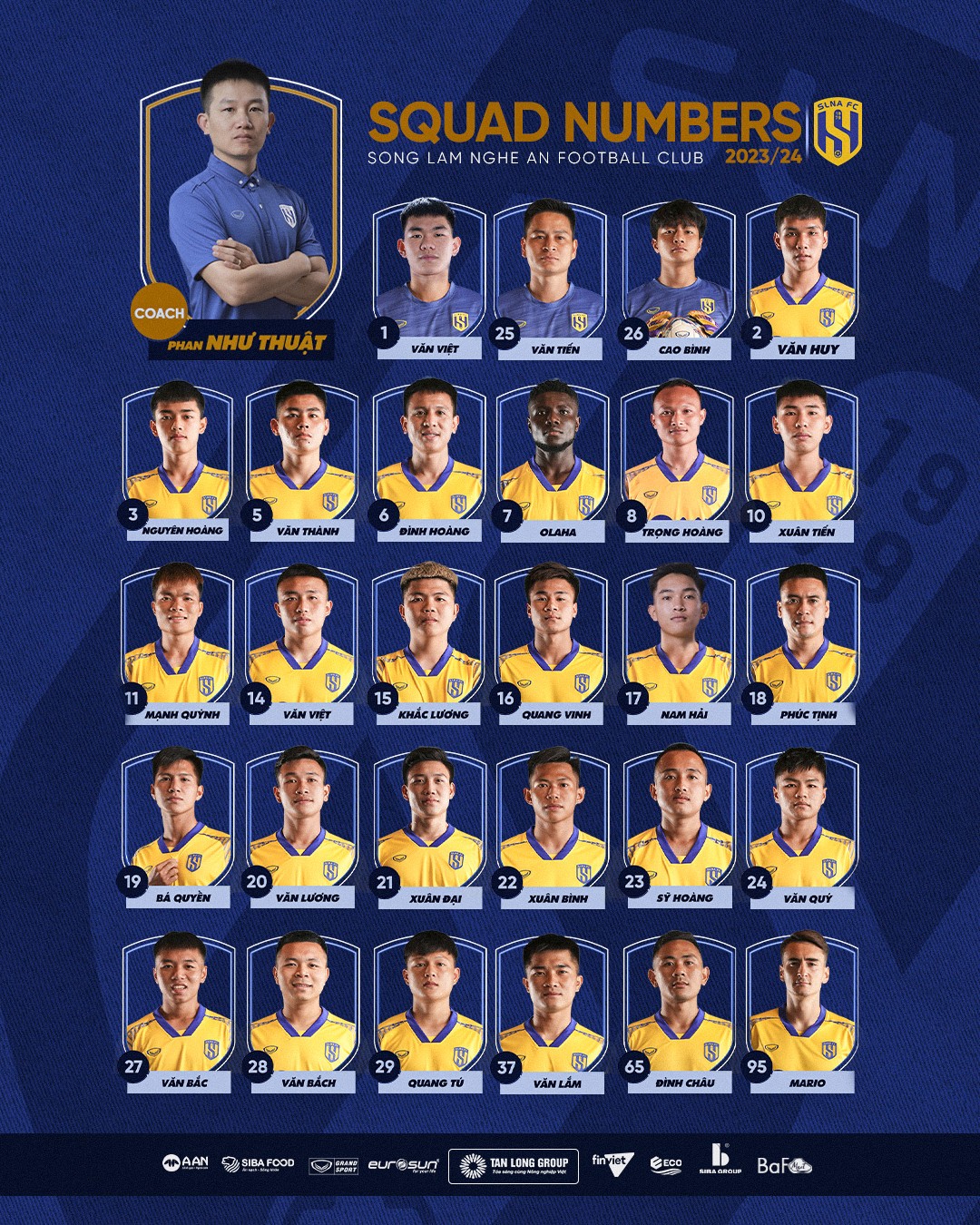 CẬP NHẬT: Danh sách đăng ký thi đấu của 14 CLB tham dự V-League 2023-2024 - Ảnh 11 CẬP NHẬT: Danh sách đăng ký thi đấu của 14 CLB tham dự V-League 2023-2024 - Ảnh 11