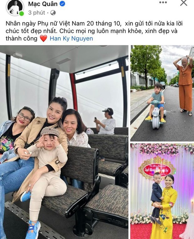 Tiền đạo Mạc Hồng Quân đăng ảnh của mẹ và vợ Kỳ Hân lên trang cá nhân