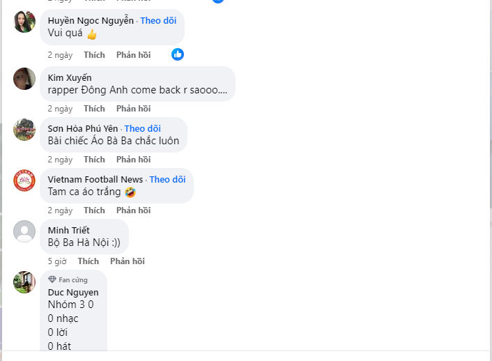 Phản hồi từ CDM trước màn thể hiện của nhóm cầu thủ Hà Nội FC. Ảnh: Chụp màn hình