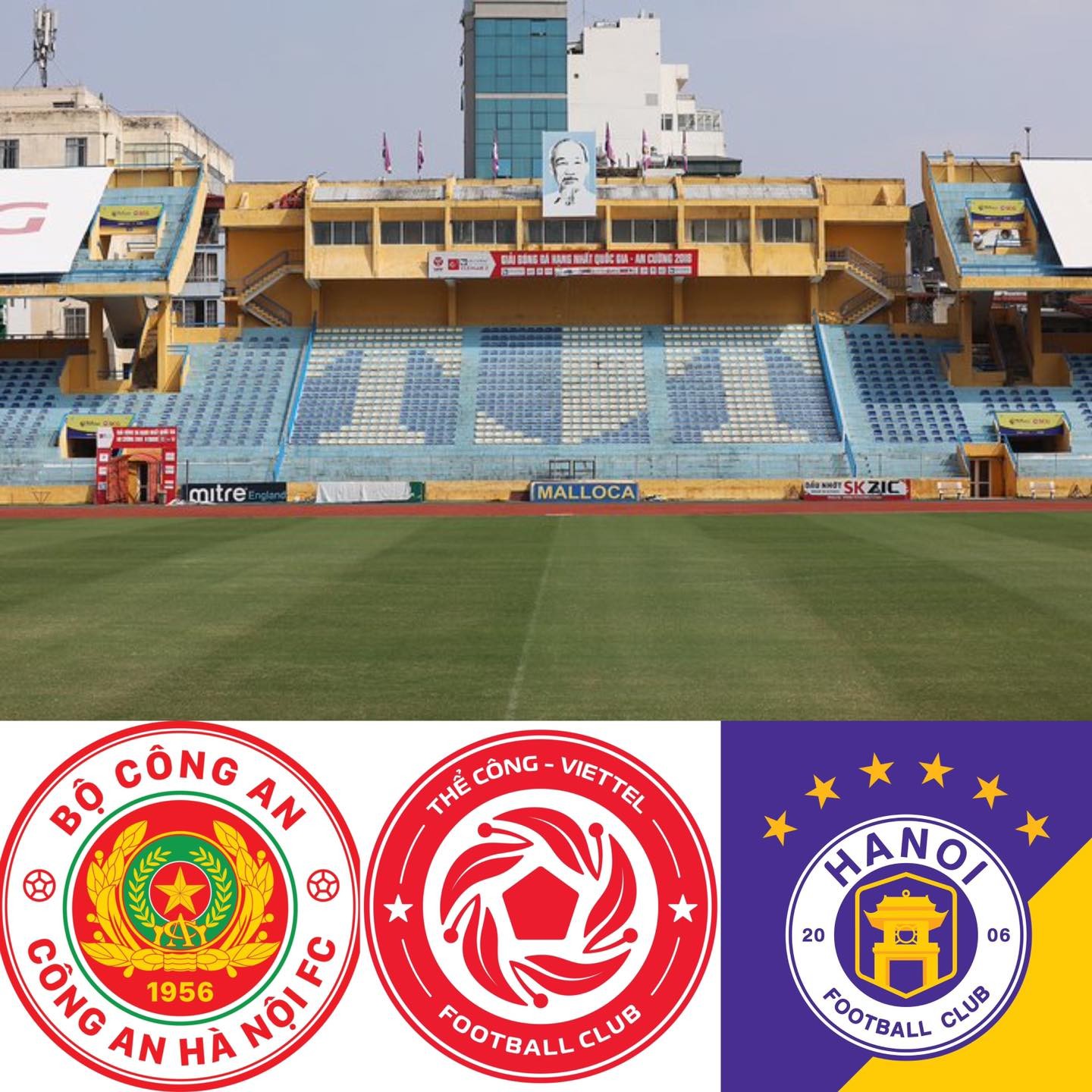 3 đội bóng là CLB Công an Hà Nội, Hà Nội FC và Thể Công Viettel thi đấu chung sân nhà Hàng Đẫy. Ảnh: Internet