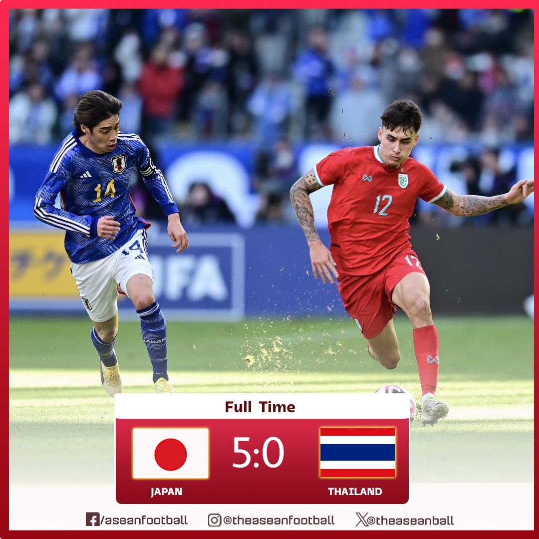 Thái Lan để thua đậm trước tuyển Nhật Bản. Ảnh: Asean footbal Thái Lan để thua đậm trước tuyển Nhật Bản. Ảnh: Asean footbal