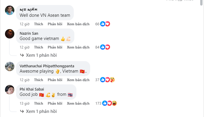 CĐV Đông Nam Á khen ngợi màn trình diễn của tuyển Việt Nam. Ảnh: Internet CĐV Đông Nam Á khen ngợi màn trình diễn của tuyển Việt Nam. Ảnh: Internet
