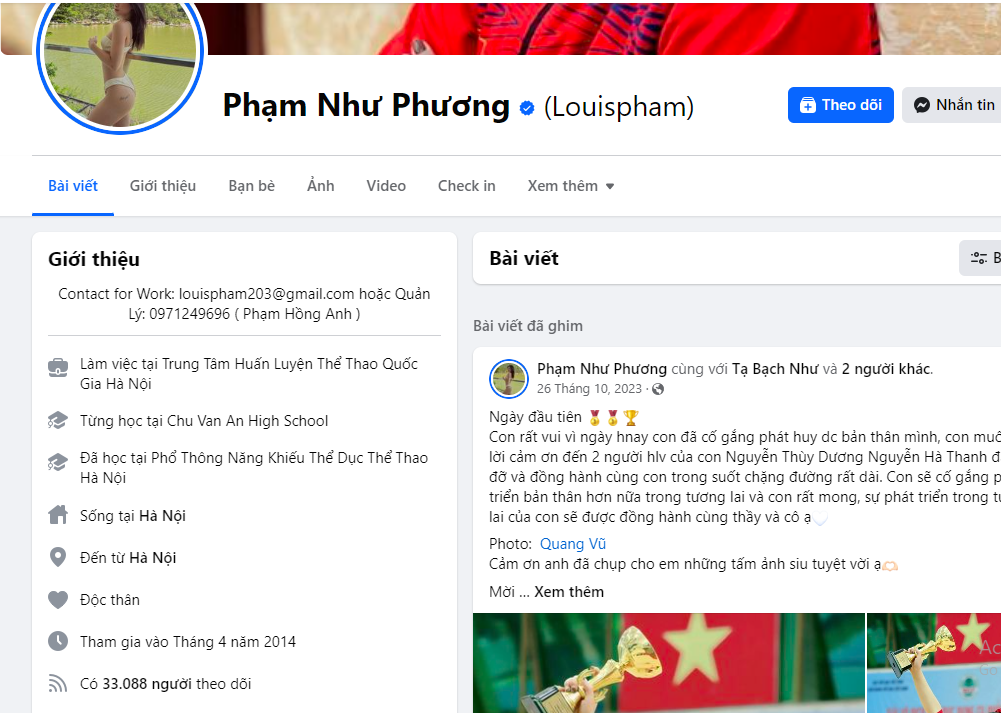 Trang facebook của Như Phương đã có hơn 30.000 người theo dõi