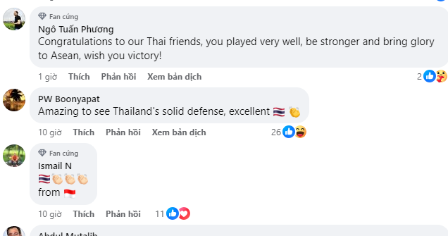 CĐV Đông Nam Á gửi lời chúc đến tuyển Thái Lan. Ảnh: Chụp màn hình CĐV Đông Nam Á gửi lời chúc đến tuyển Thái Lan. Ảnh: Chụp màn hình