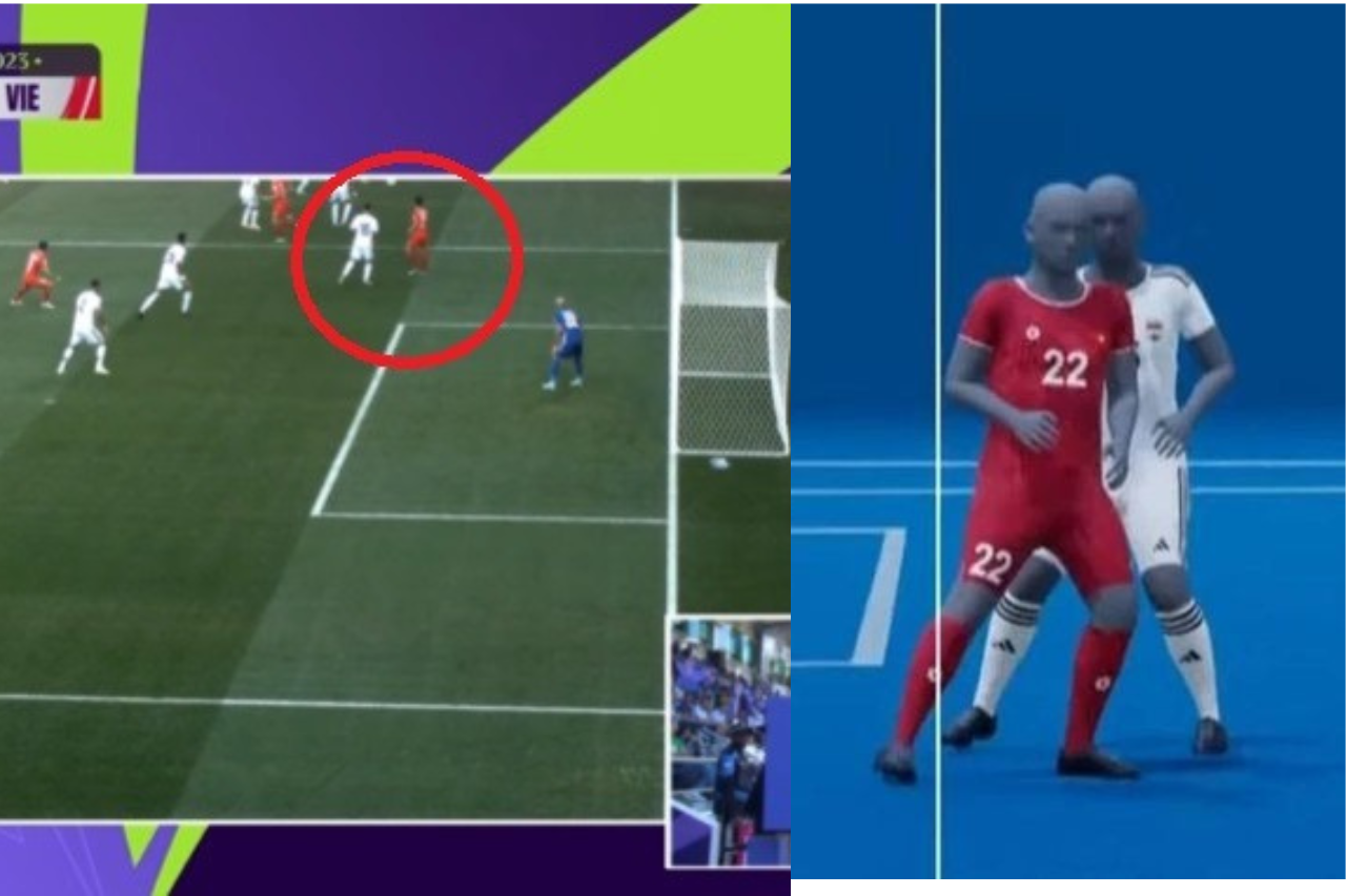 Công nghệ bắt việt vị bán tự động từ chối bàn thắng của tuyển Việt Nam. Ảnh: Internet