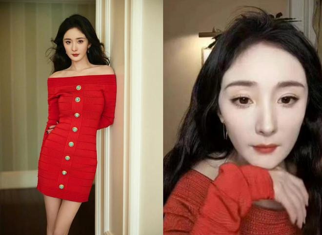 Ảnh Dương Mịch qua chỉnh sửa và dùng app làm đẹp khác nhau một trời một vực.