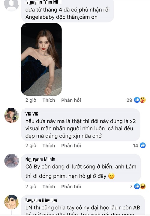 Phần lớn netizen đều ủng hộ nếu Lâm Nhất và Angela Baby thành một cặp. Phần lớn netizen đều ủng hộ nếu Lâm Nhất và Angela Baby thành một cặp.
