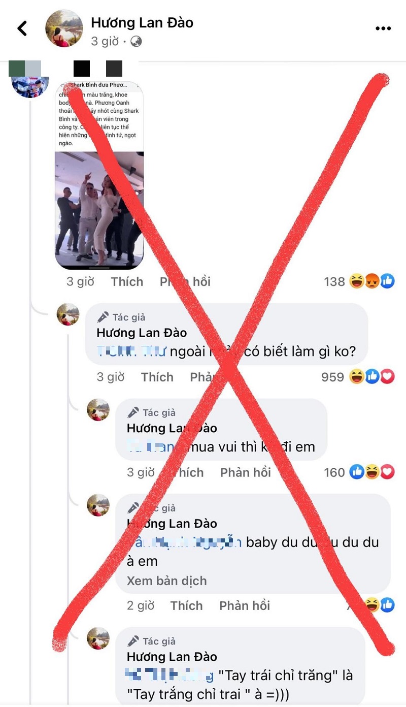 Bình luận của bà Đào Lan Hương bị Shark Bình nói là 'kém sang'. Bình luận của bà Đào Lan Hương bị Shark Bình nói là 'kém sang'.
