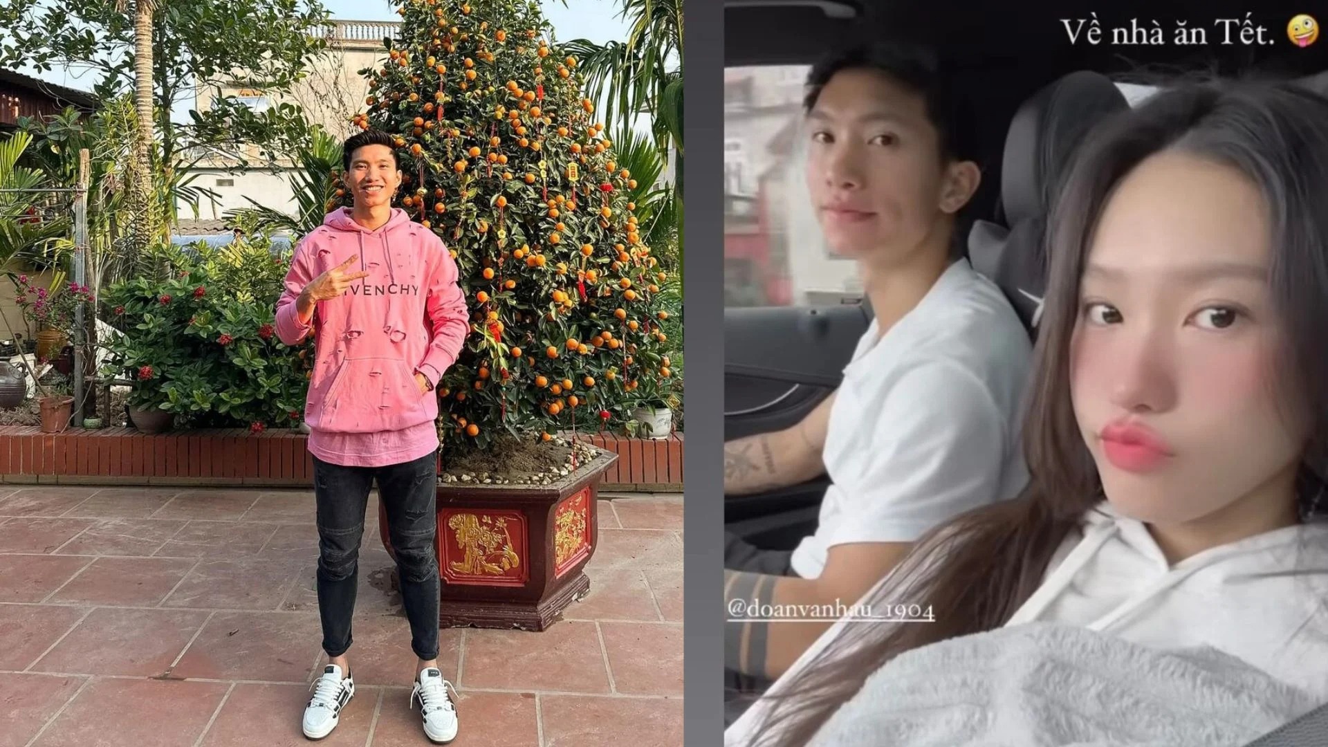 Đoàn Văn Hậu đưa Doãn Hải My về Thái Bình trước Tết.