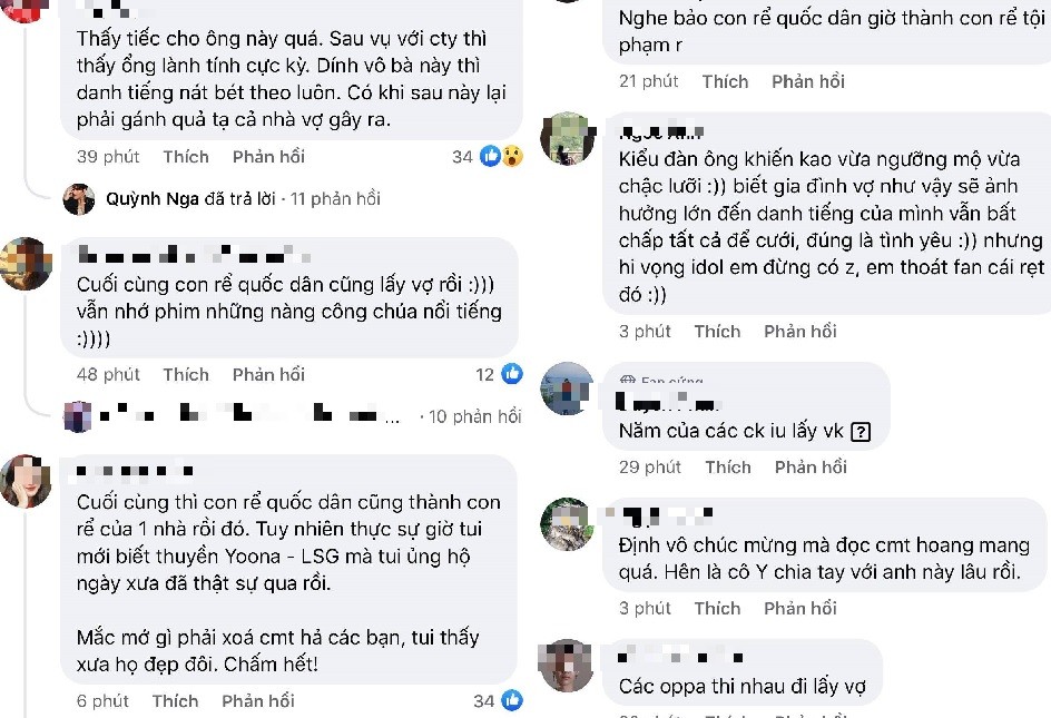 Rất nhiều CDM bày tỏ tiếc nuối khi Lee Seung Gi thông báo kết hôn với bạn gái Lee Da In. Ảnh chụp màn hình