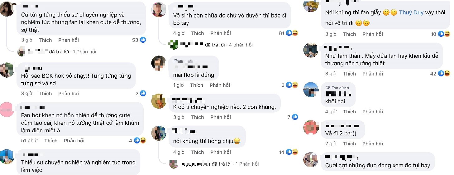 CDM khó chịu với màn trình diễn của Nam Anh - Nam Em và thái độ ủng hộ của fan 2 người đẹp. Ảnh chụp màn hình