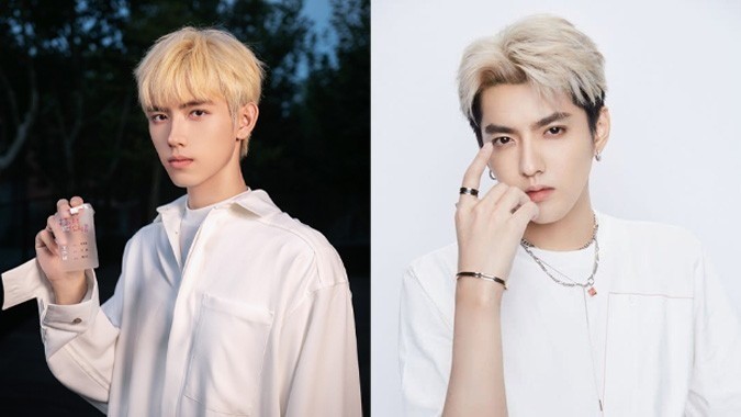 Cùng để tạo hình tóc bạch kim, Trần Phi Vũ như bản sao của Ngô Diệc Phàm.