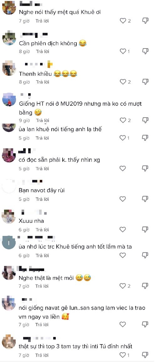 Khán giả la ó trước màn 'bắn' tiếng Anh gây mệt của Lan Khuê. Ảnh chụp màn hình