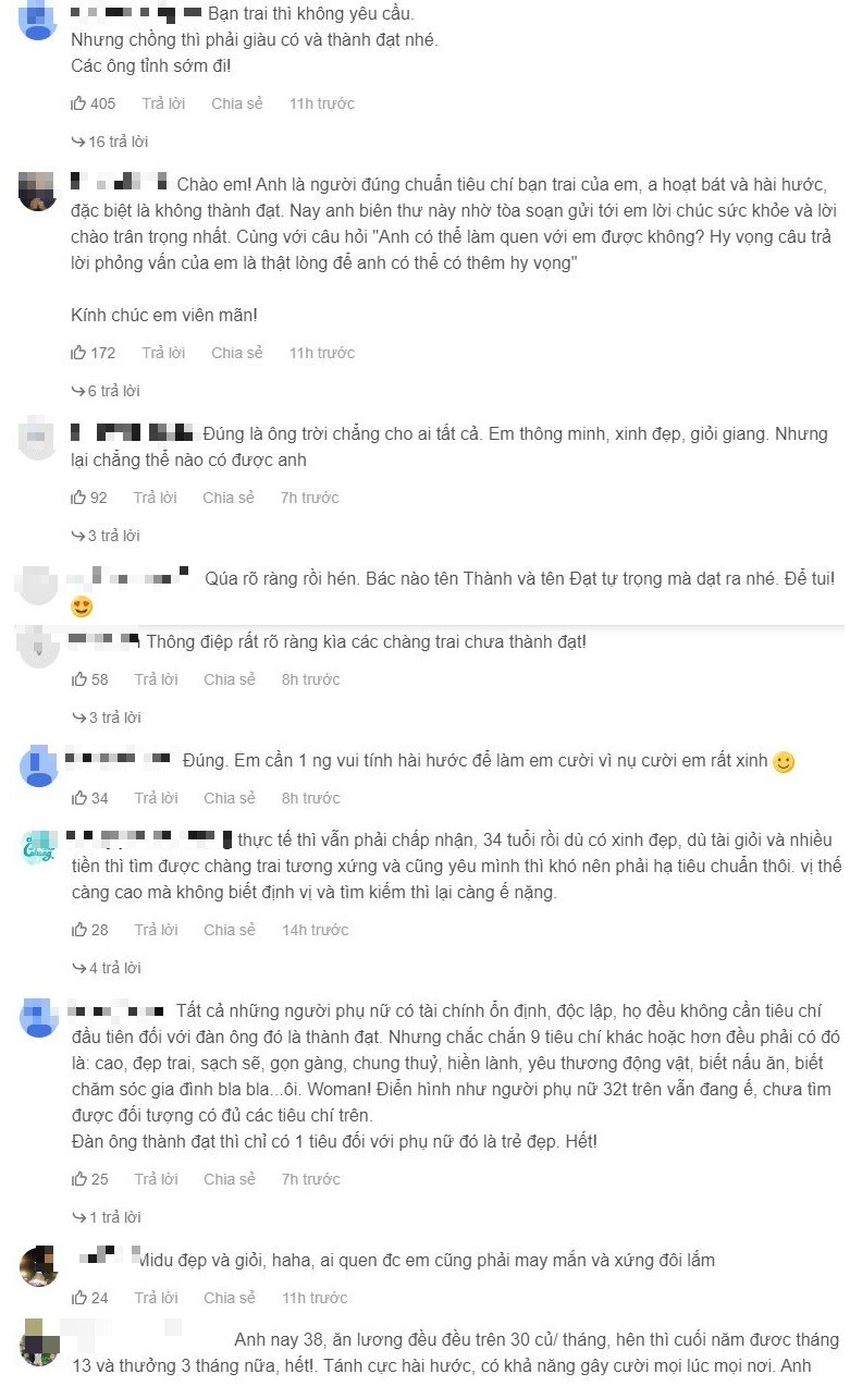 CDM phản ứng trước tiêu chuẩn chọn bạn trai của Midu. Ảnh chụp màn hình