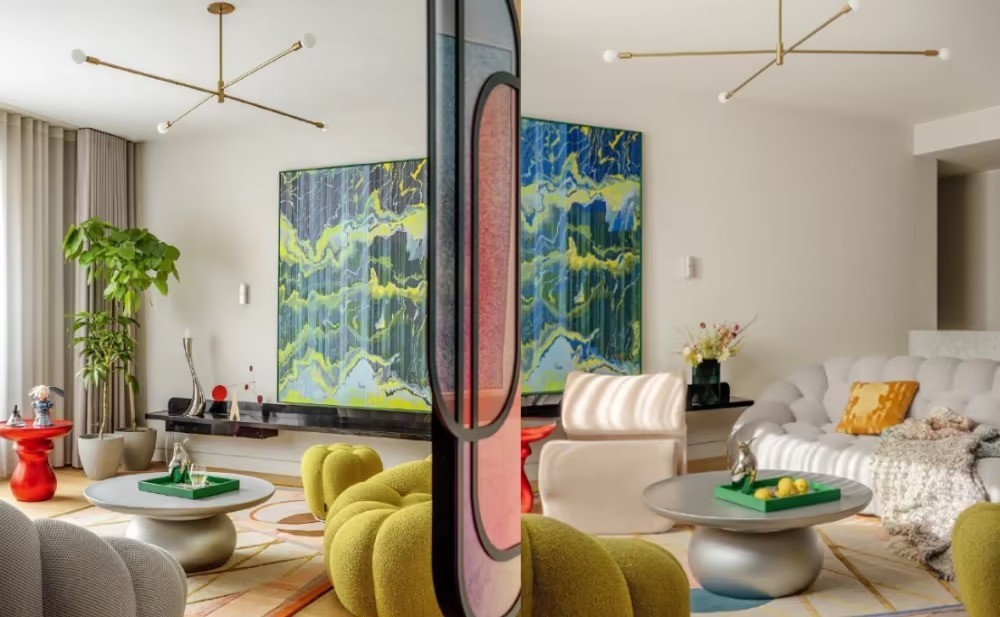 Phòng khách được bài trí hiện đại của Trần Nghiên Hy và Trần Hiểu.