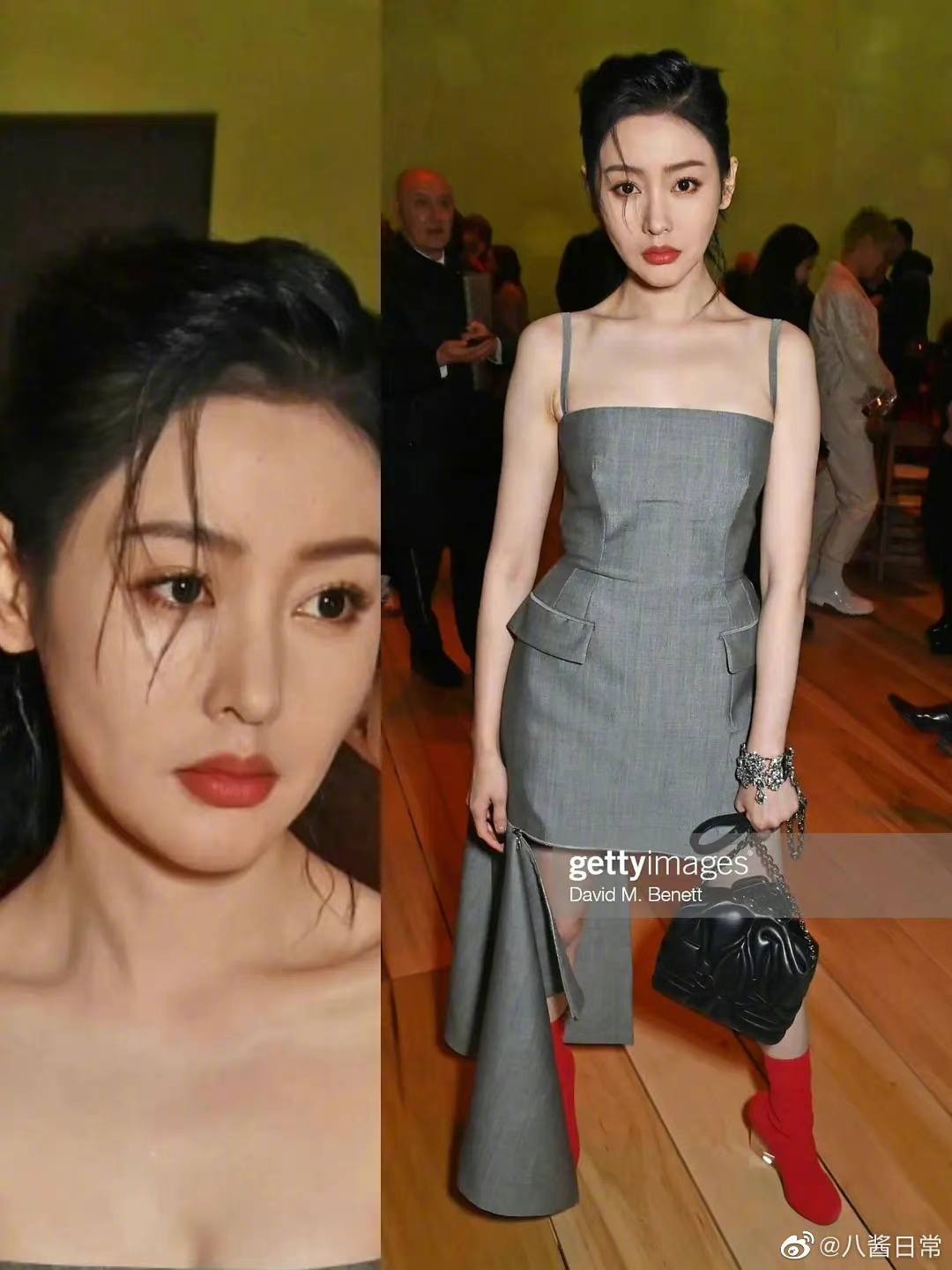 Trương Thiên Ái bị Getty dìm dáng thê thảm bằng với góc chụp từ trên xuống. Ở ảnh cận mặt, các nét trên gương mặt nữ diễn viên rất sắc sảo, xinh đẹp.